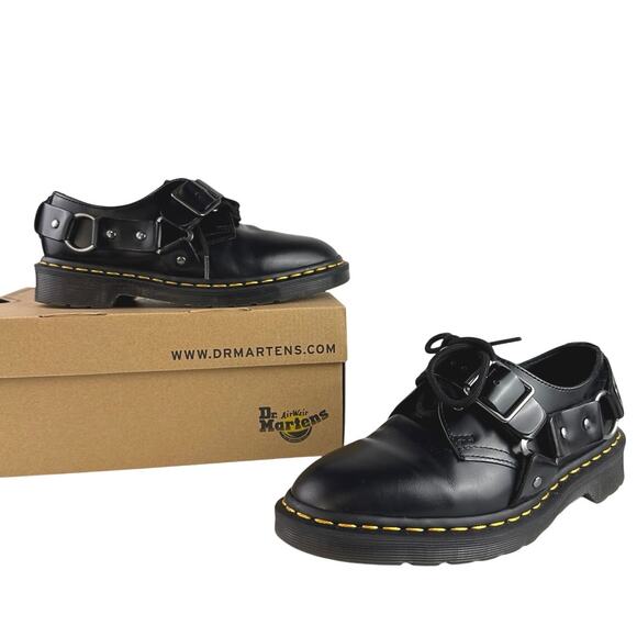 NEW Dr. Martens Henree Unisex Polished Smooth Leather Buckle Lace Up Shoes Sz 6 - Picture 4 of 11
